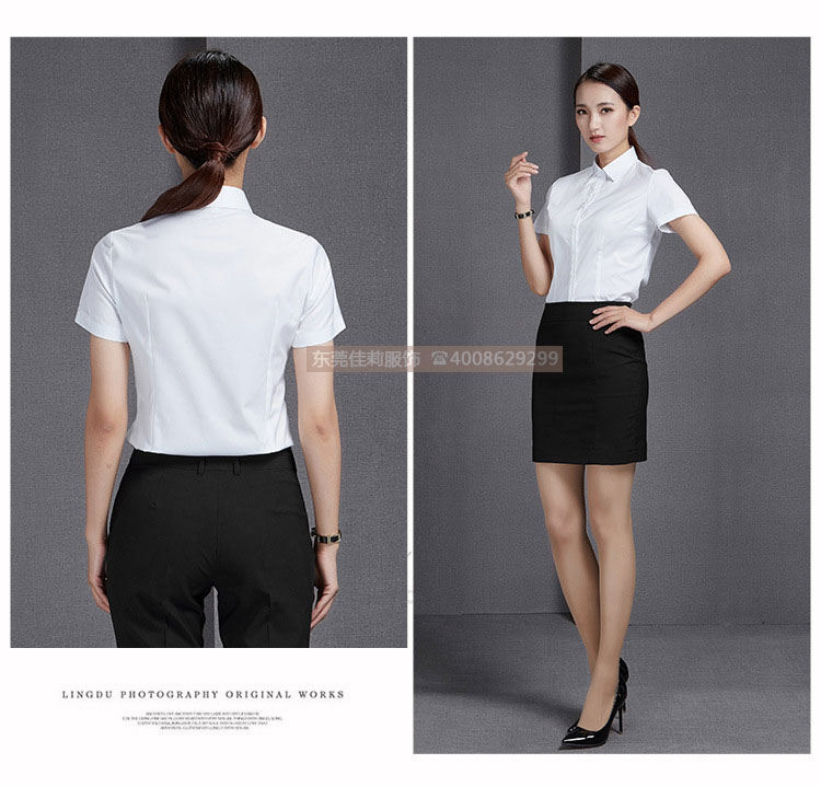 優質辦公室女士短袖襯衫-平鋪